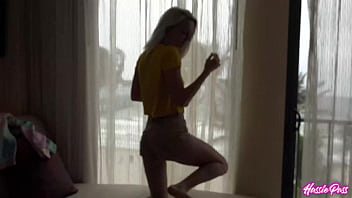 Riley writhes as brian and bambino take turns drilling her tight cunt