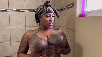 Cuban babe gets busy with dildo and fucked doggy style in shower