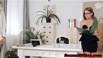 Office redhead pussylicked before facialized