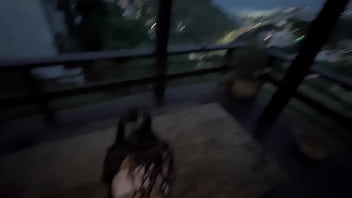 Nerdzinha safada dando a bucetinha na varanda será que alguém viu