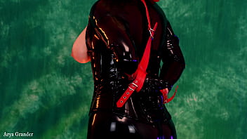 Sexy latex model with curvy body arya grander rubber erotic teasing