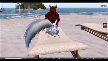 Having fun with a red wolf