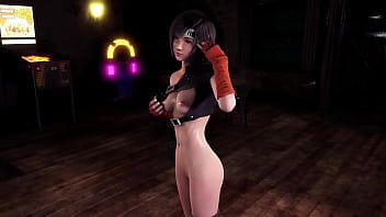 Horny slim yuffie kisaragi sensualy poses half naked at midnight