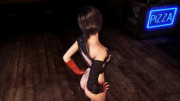 Horny slim yuffie kisaragi sensualy poses half naked at midnight