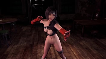 Horny slim yuffie kisaragi sensualy poses half naked at midnight