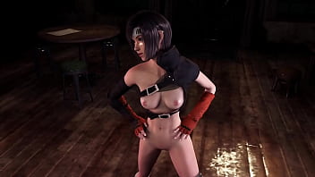 Horny slim yuffie kisaragi sensualy poses half naked at midnight