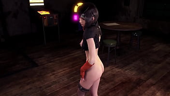 Horny slim yuffie kisaragi sensualy poses half naked at midnight
