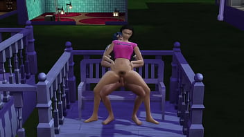 Comi a bunda dela pelo lado de fora da casa