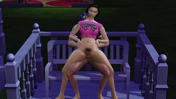 Comi a bunda dela pelo lado de fora da casa