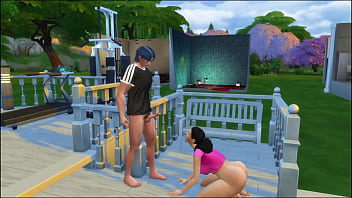 Comi a bunda dela pelo lado de fora da casa