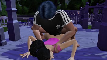 Comi a bunda dela pelo lado de fora da casa