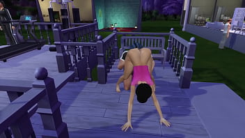 Comi a bunda dela pelo lado de fora da casa