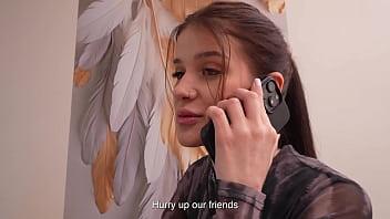 Brunette girl craves her friend’s huge cock and gets her tight pussy stuffed