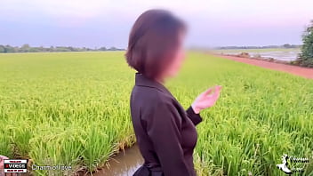 Young couples having sex in the middle of a rice field