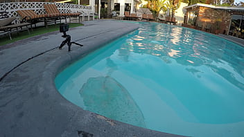 Hot teen sucks cock in swimming pool