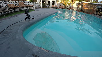 Hot teen sucks cock in swimming pool