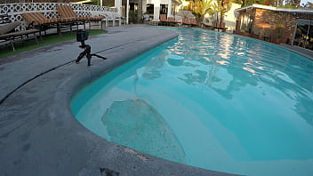 Hot teen sucks cock in swimming pool