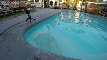 Hot teen sucks cock in swimming pool