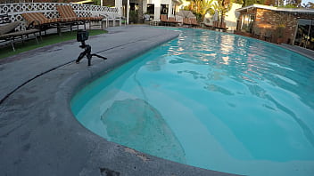 Hot teen sucks cock in swimming pool