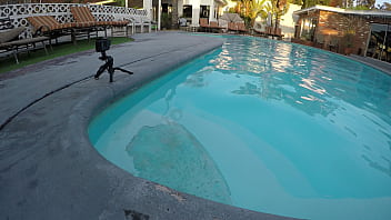 Hot teen sucks cock in swimming pool