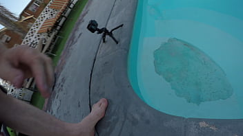 Hot teen sucks cock in swimming pool