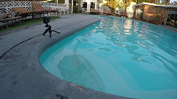 Hot teen sucks cock in swimming pool