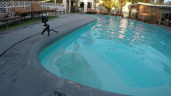 Hot teen sucks cock in swimming pool