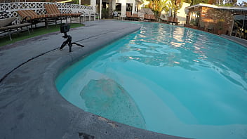 Hot teen sucks cock in swimming pool