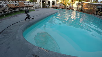 Hot teen sucks cock in swimming pool