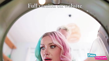 Fresh & innocent a petite babe is nailed in the ass while stuck in the washing machine