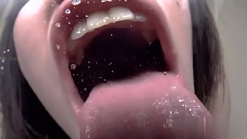 Japanese asian tongue spit fetish