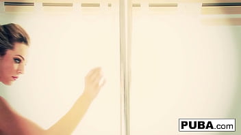 Blonde babe rubs her tight holes