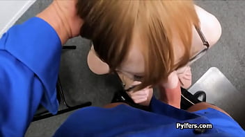 Panty stealing slut blows cock