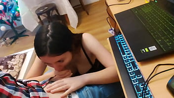 Stepsister interrupts my videogame and gave me a hard fuck