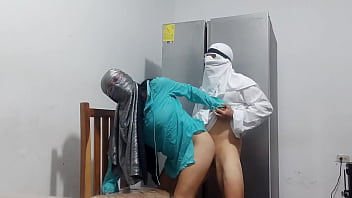 Arabian fucks in front of the refrigerator and has a great orgasm real sex