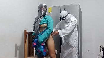 Arabian fucks in front of the refrigerator and has a great orgasm real sex