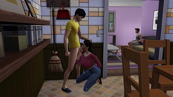 Stepson cum's on his steopmoms face