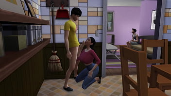 Stepson cum's on his steopmoms face