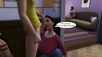 Stepson cum's on his steopmoms face