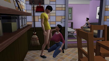 Stepson cum's on his steopmoms face