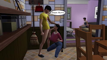 Stepson cum's on his steopmoms face