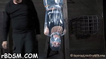 Chained up sweetheart gets doggystyle plowing from