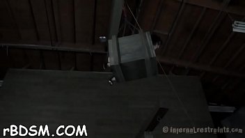 Chained up sweetheart gets doggystyle plowing from