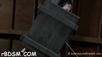 Chained up sweetheart gets doggystyle plowing from