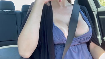 European stepmom artemisia love showing her juicy boobs while driving sesh