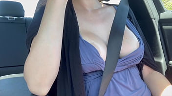 European stepmom artemisia love showing her juicy boobs while driving sesh