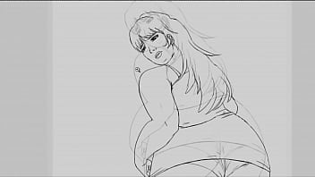 Chica en minifalda dibujo en photoshop