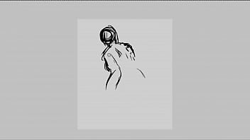 Chica en minifalda dibujo en photoshop