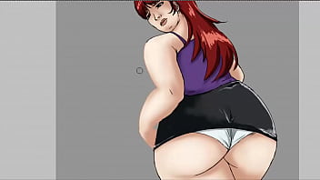 Chica en minifalda dibujo en photoshop