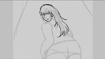 Chica en minifalda dibujo en photoshop